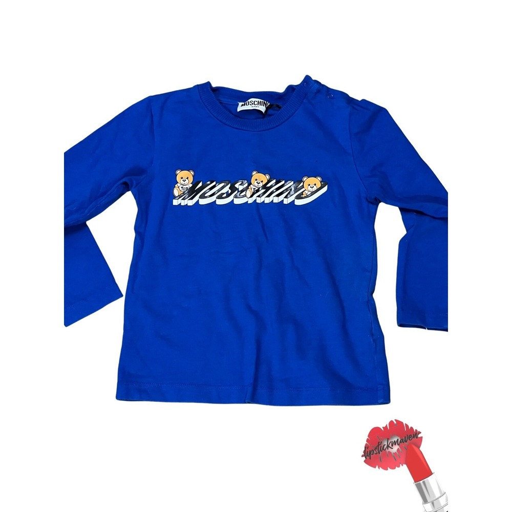 Moschino Sweatshirt‎ Bear Blue Boys Logo Crewneck Sweater NO SIZE TAG